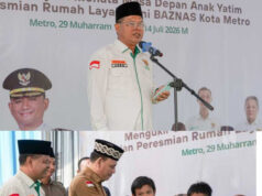 Baznas dan Walikota Metro Berikan Santunan 100 Anak Yatim Piatu dan Program Bedah Rumah Bagi Rudiyanto Warga Hadimulyo Timur